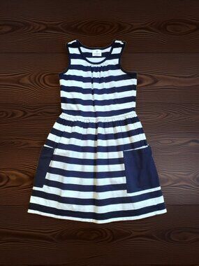 Hanna Andersson Blue and White Striped Dress Size 140 (US 10)